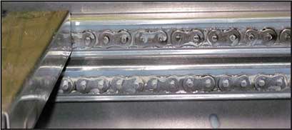 Steel encased UHMW low friction track on standard model | Prab.com