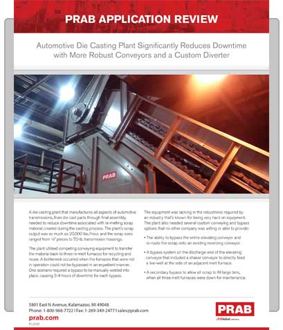 Application Review: Automotive Die Casting Plant Significantly Reduces Downtime with More Robust Conveyors and a Custom Diverter | Prab.com