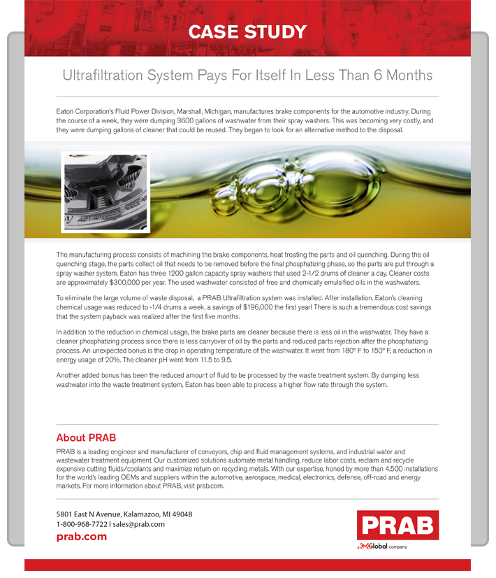 Ultrafiltration System Pays For Itself In Less Than 6 Months PDF Cover | Prab.com