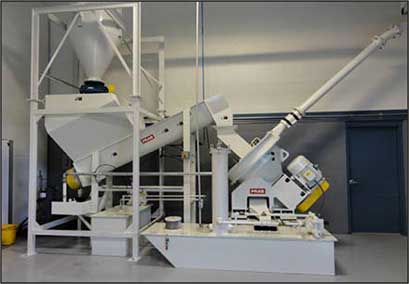 Pneumatic system feeds hopper to chip system and transports chips to outside silo | Prab.com