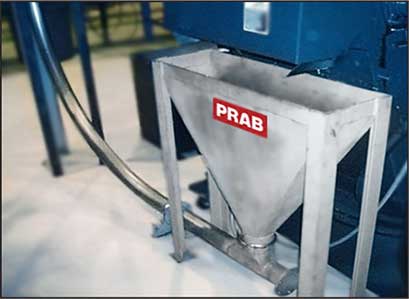 Typical chips and coolant inlet receiver hopper from CNC machine | Prab.com