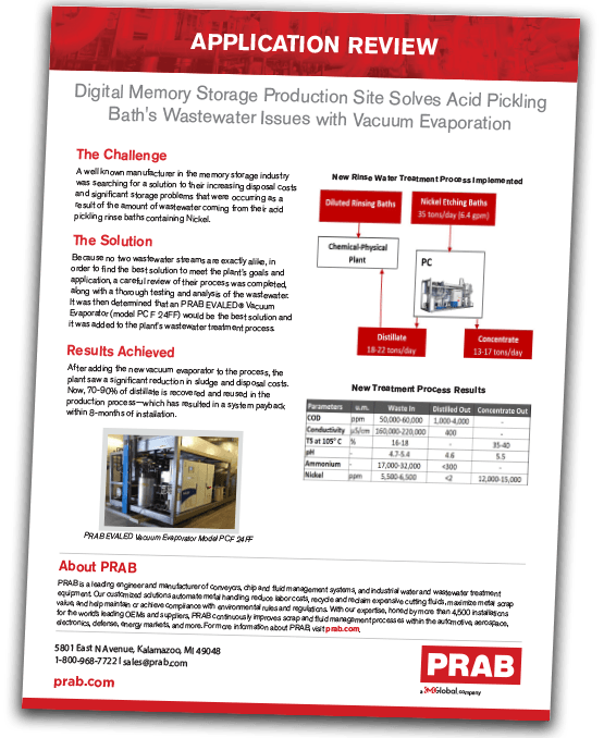 Application Review - Digital Memory Storage Production Site Solves Acid Pickling Bath's Wastewater Issues with Vacuum Evaporation PDF Cover | Prab.com