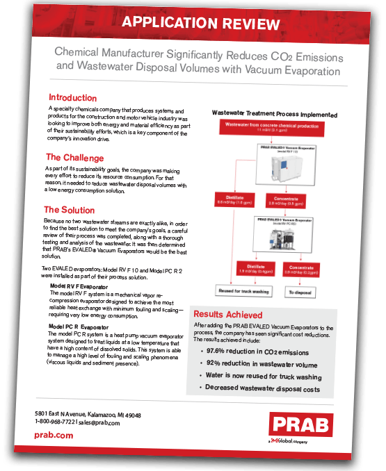 Application Review Cover - Chemical Manufacturer Significantly Reduces CO2 Emissions and Wastewater Disposal Volumes with Vacuum Evaporation